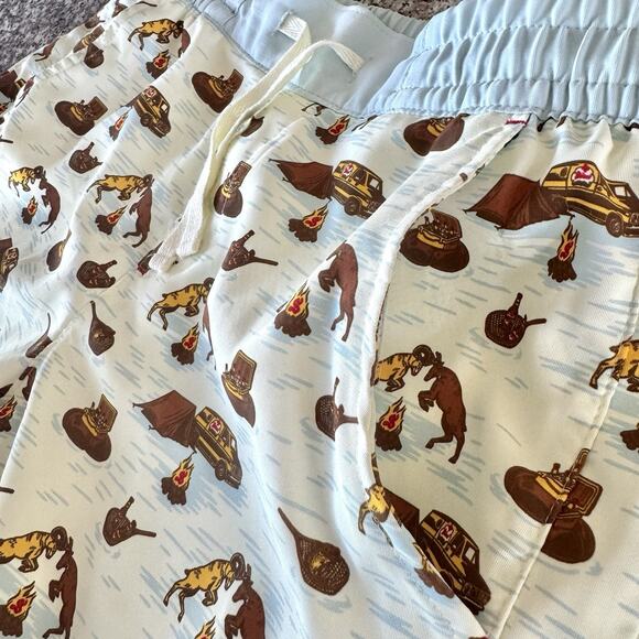 Magellan Shiner Bock Beer Mens Swim Trunks Shorts Rams Van Camping Print Sz Sm - Picture 4 of 14